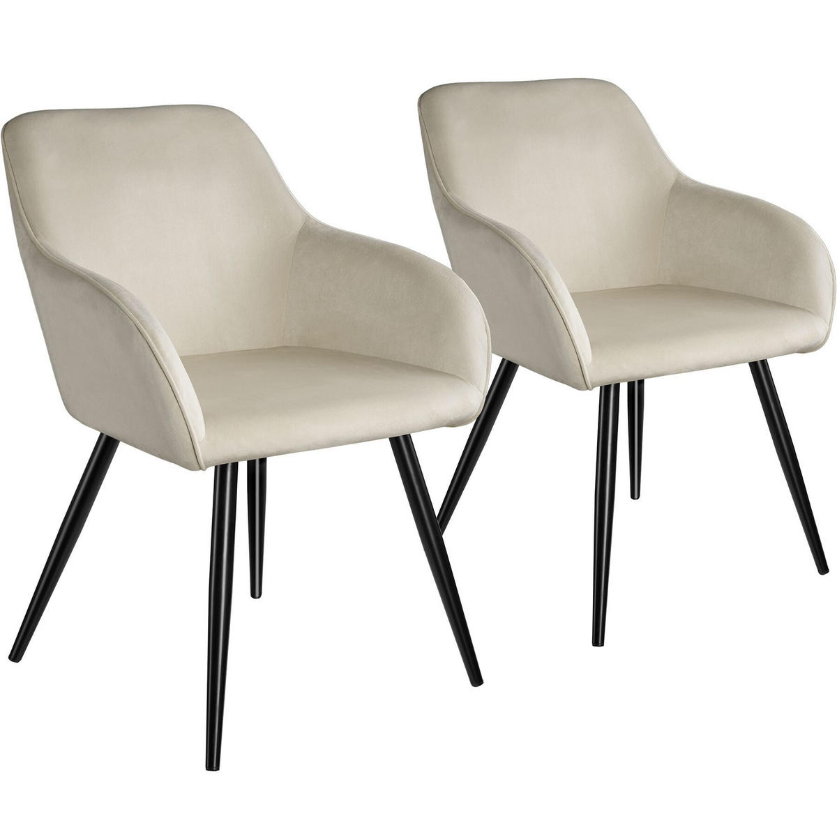 ESSZIMMERSTUHL 2er Set Marilyn 58 x 62 x 82 cm creme/schwarz - Creme/Schwarz, Textil (58/82/62cm) - tectake