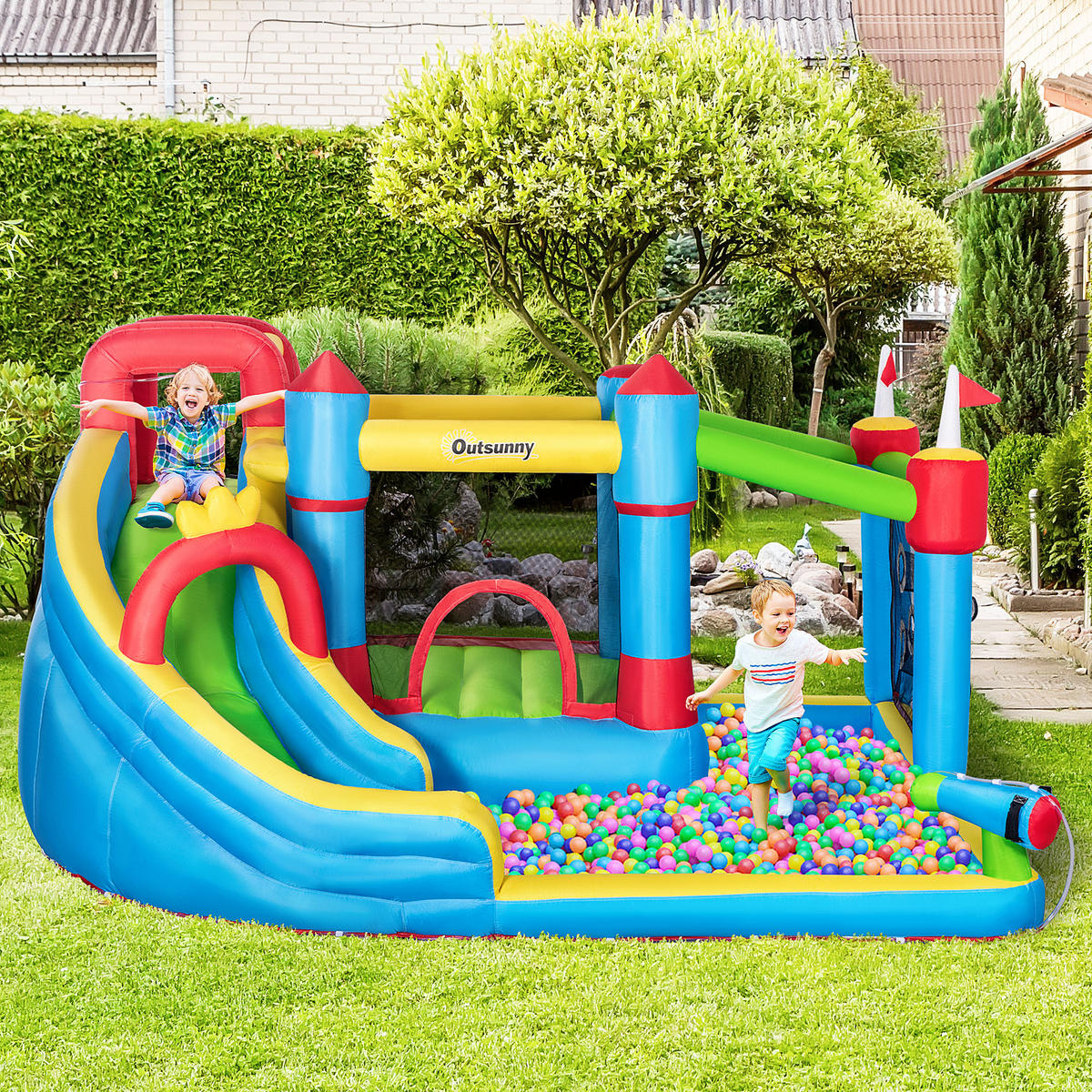 HÜPFBURG DE-18561 mit Rutsche, Trampolin & Pool Mehrfarbig - Multicolor, Kunststoff (390/300/197cm) - ComfortXL