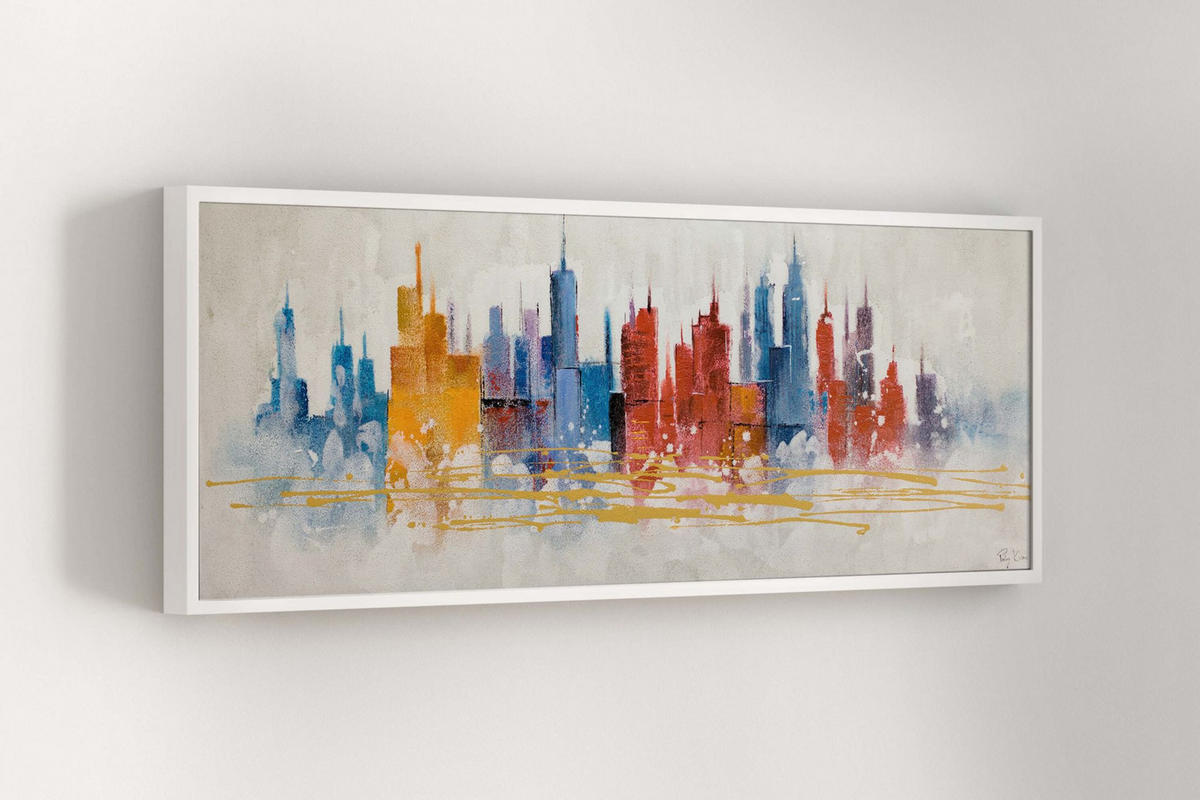 OLEJOMAĽBA 150/50 cm, Mesto a architektúra - viacfarebná, drevo/textil (150/50cm) - KUNSTLOFT