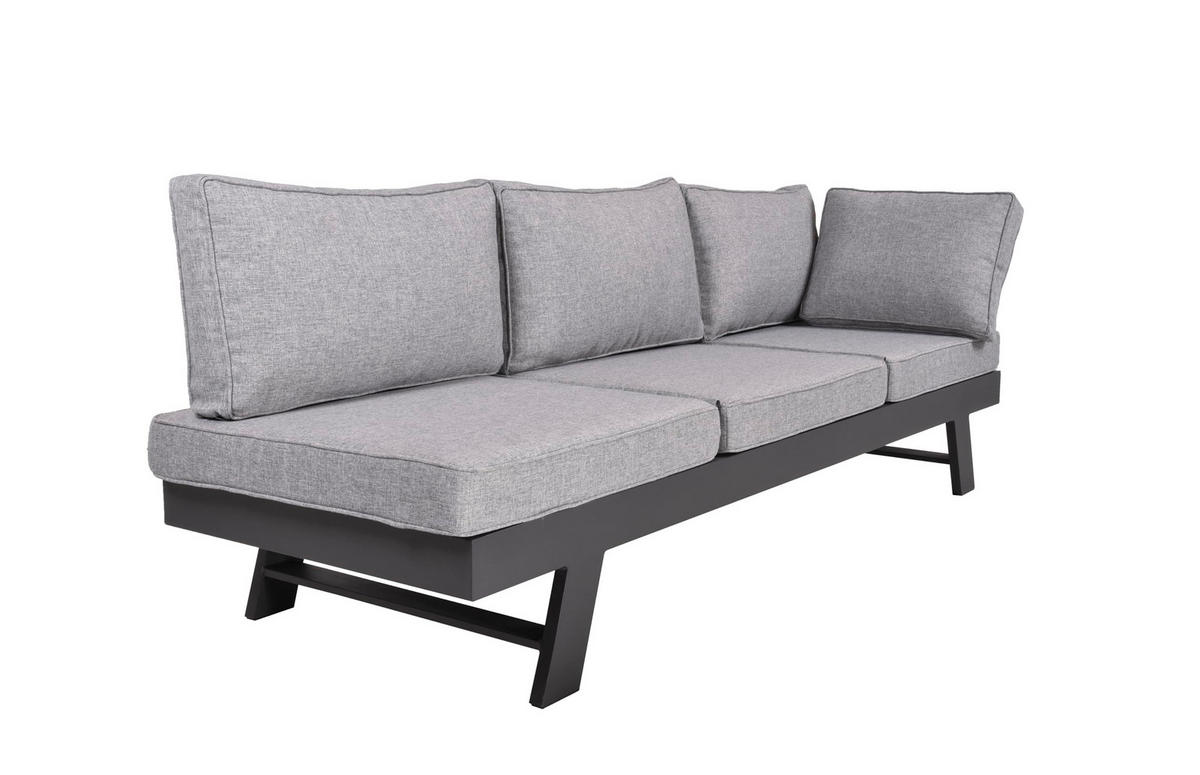 GARTENLOUNGESET Anders 3-teilig Gartenmöbel - Grau, Kunststoff - DELUKE