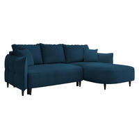 ECKSOFA Sycylia, Seite: Rechts - Schwarz/Dunkelblau, Holz/Textil (244/165cm) - MIRJAN24