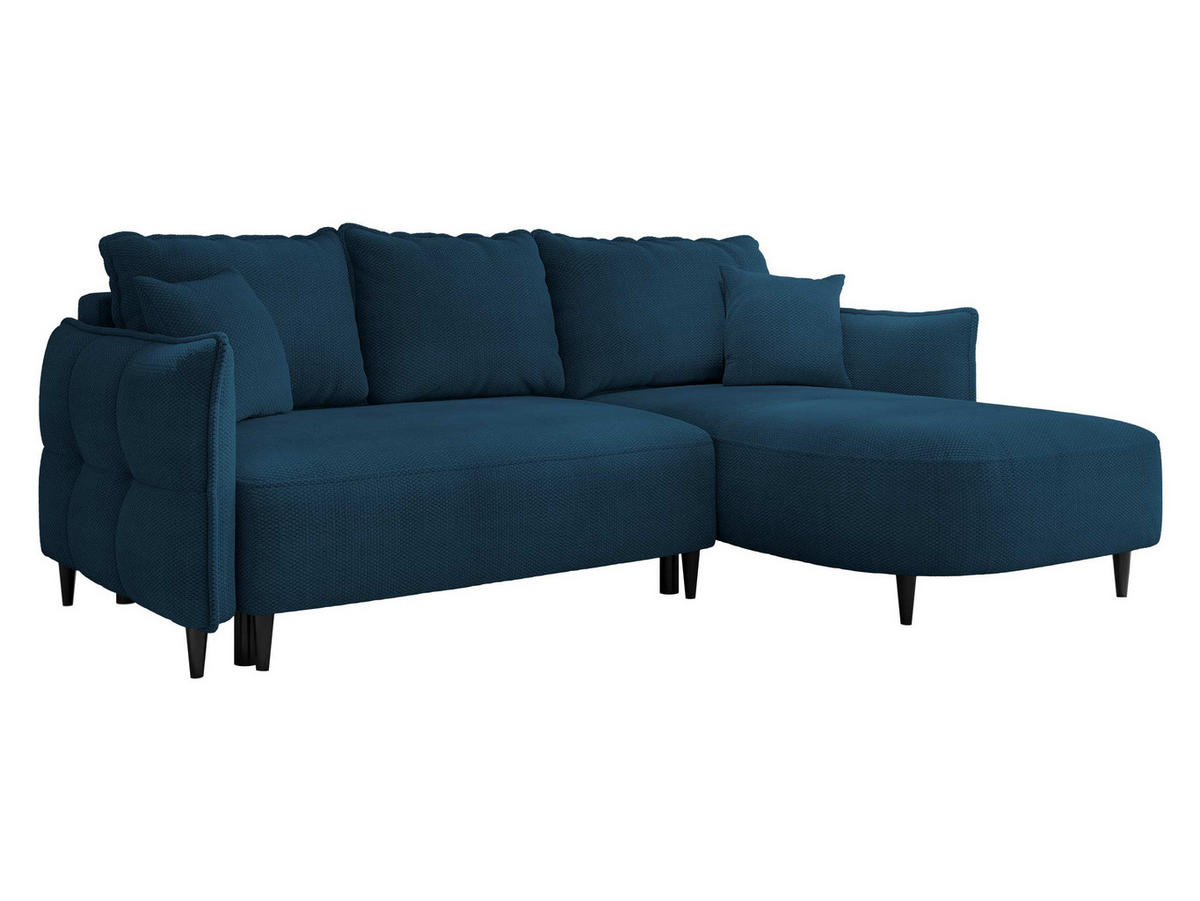 ECKSOFA Sycylia, Seite: Rechts - Schwarz/Dunkelblau, Holz/Textil (244/165cm) - MIRJAN24