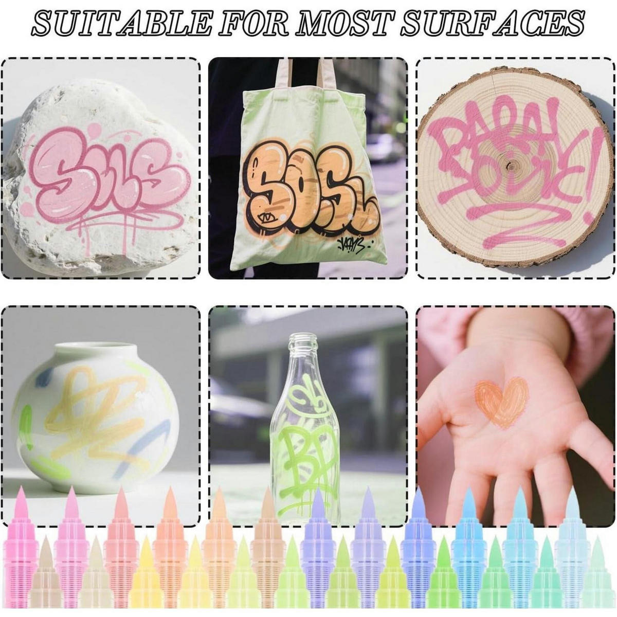 ACRYLSTIFTE 24-teiliges Set mit Pinselspitze - Multicolor, Kunststoff (1/1/14cm)