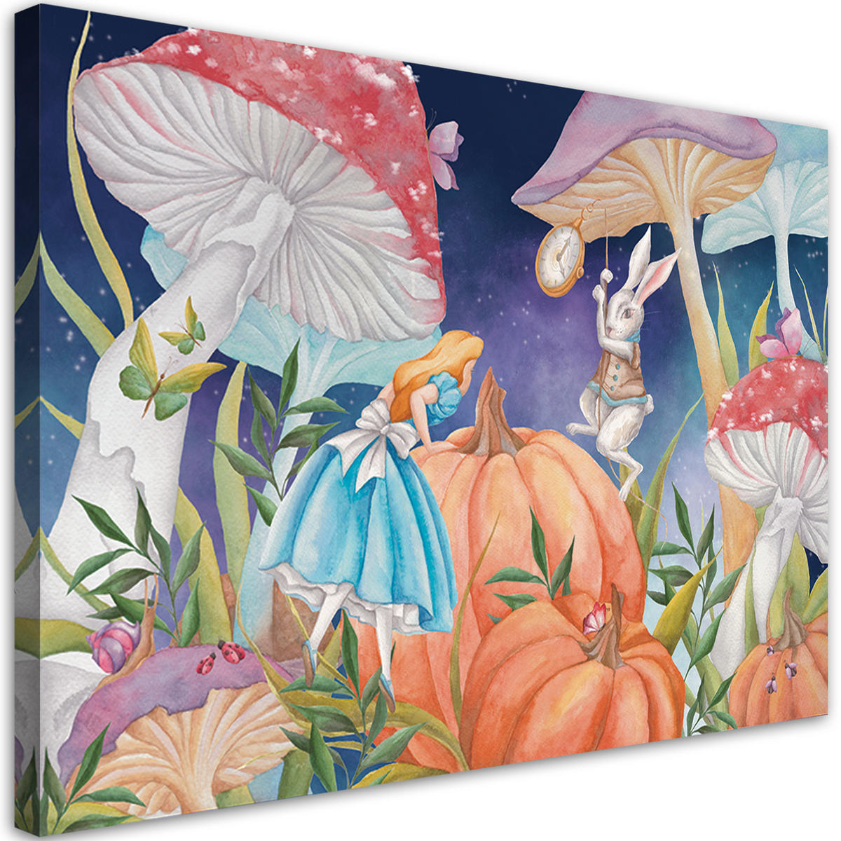 WANDBILD little alice im land der wunder - Blau, Textil (60/40cm) - Feeby