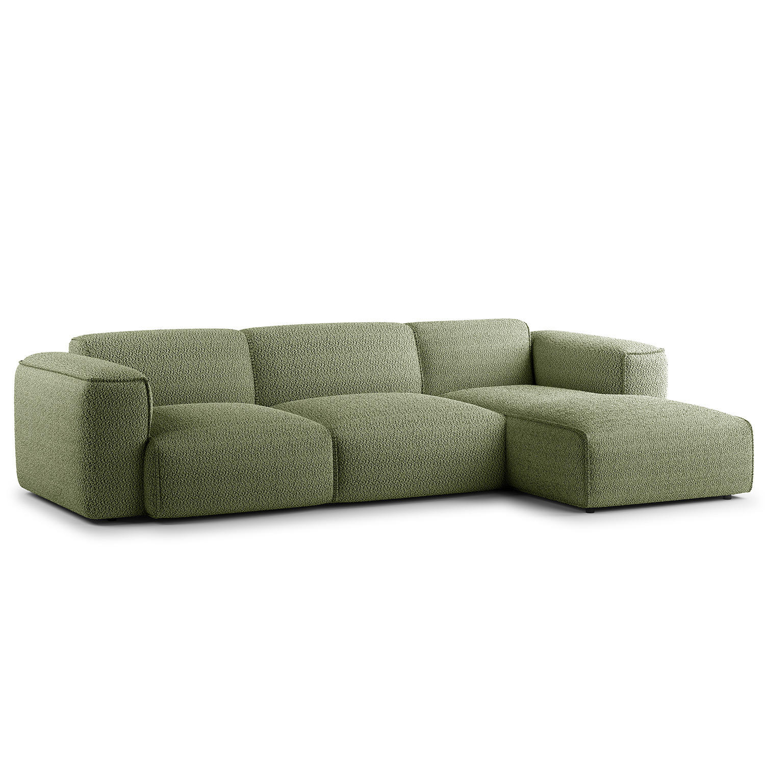 3-SITZER ECKSOFA mit Longchair - Schwarz/Grün, Kunststoff/Textil (284/173cm) - home24