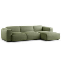 3-SITZER ECKSOFA mit Longchair - Schwarz/Grün, Kunststoff/Textil (284/173cm) - home24