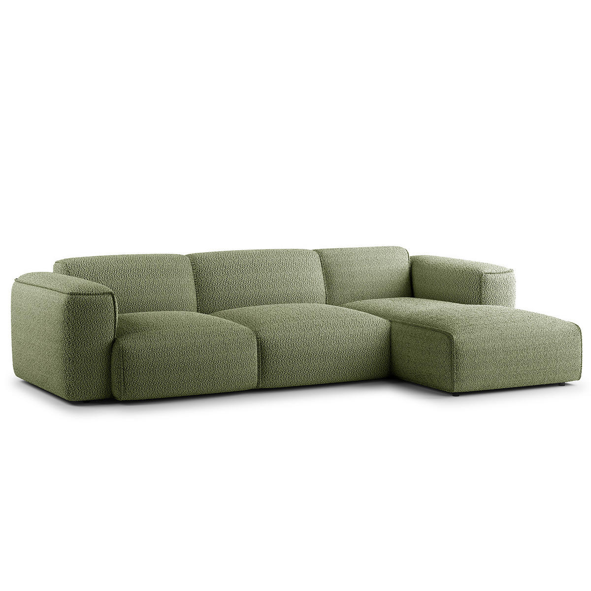 3-SITZER ECKSOFA mit Longchair - Schwarz/Grün, Kunststoff/Textil (284/173cm) - home24