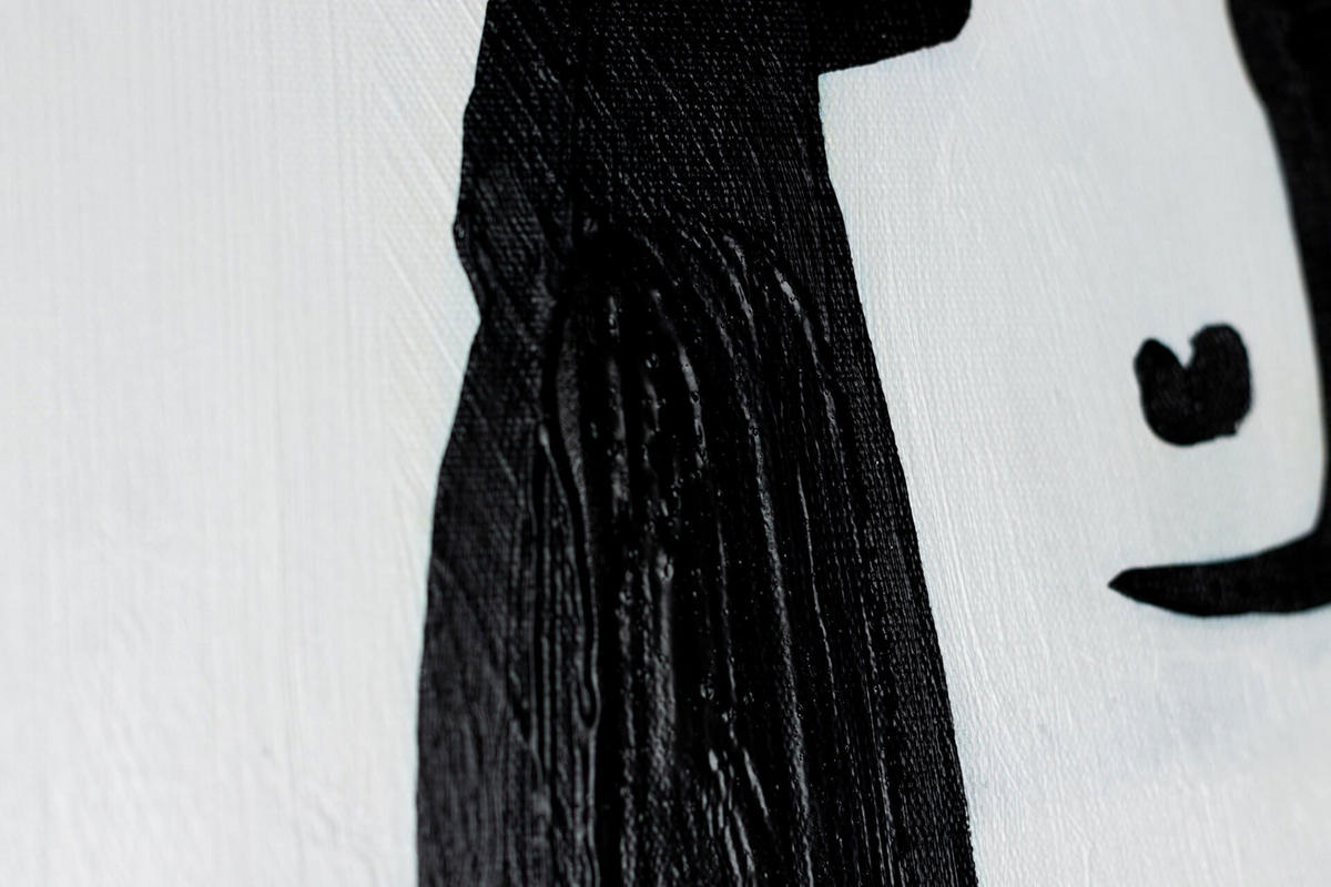 ACRYLBILD HANDGEMALT 60/90 cm - Schwarz, Holz/Textil (1.3/90cm) - KUNSTLOFT