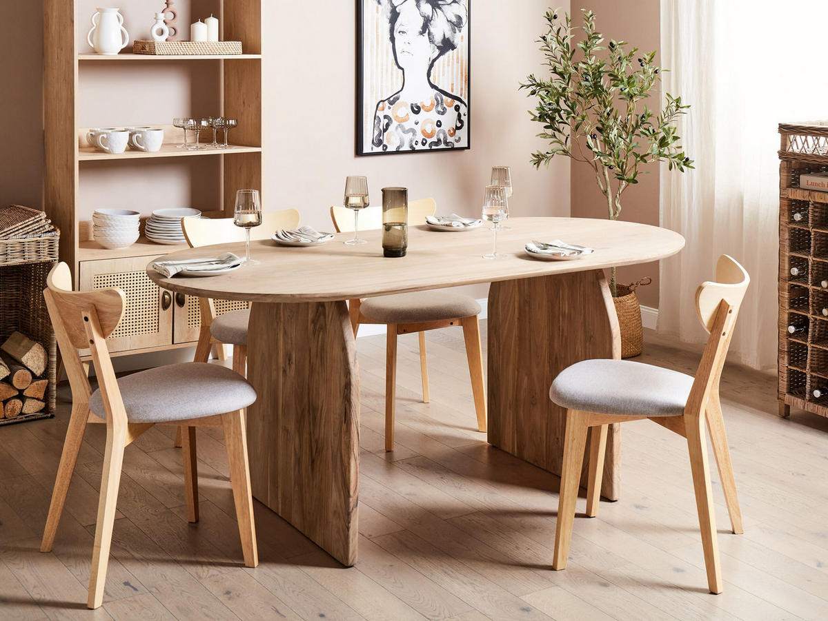 ESSTISCH Akazienholz hellbraun 180/90 cm Skye - Hellbraun, Holz (90/180/78cm) - Beliani