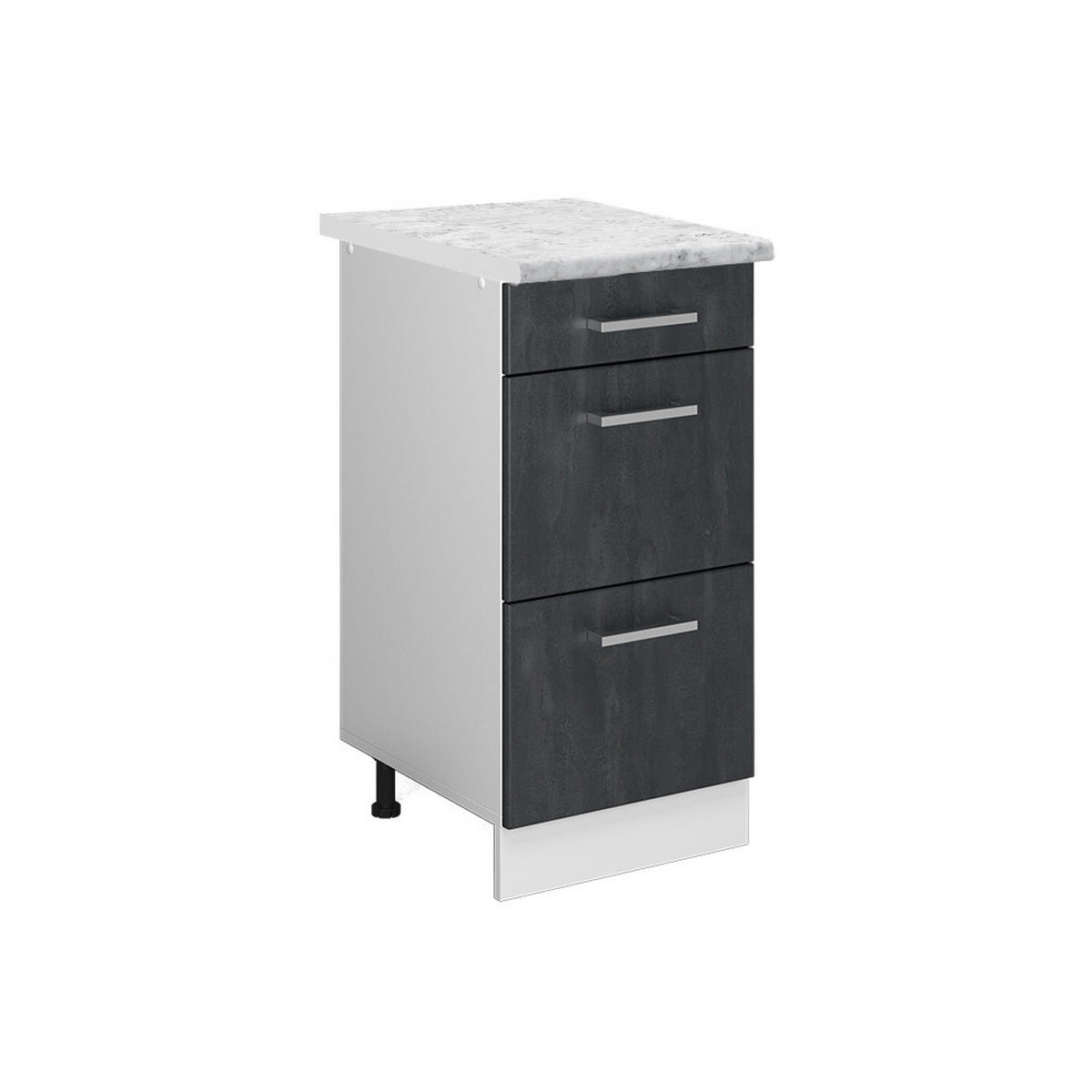 SCHUBLADENSCHRANK R-Line Schwarz Beton 40 cm AP Marmor - Schwarz/Weiß, Holzwerkstoff (40/81.6/60cm) - Vicco