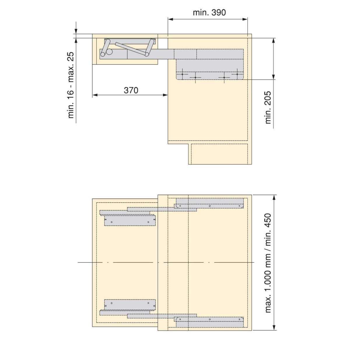 FÜHRUNG Oplà Folding+39 für ausziehbaren und hochkplappbaren Tisch, Aluminium, Edelstahl eloxiert - Edelstahlfarben, Metall (100/21/37cm) - EMUCA