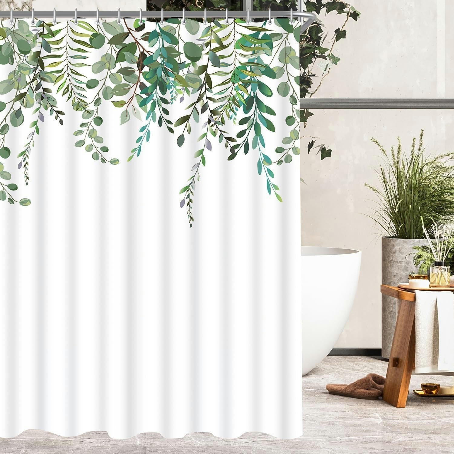 DUSCHVORHANG Blätter Grün 120 x 200 cm - Grün, Textil (120/200cm)