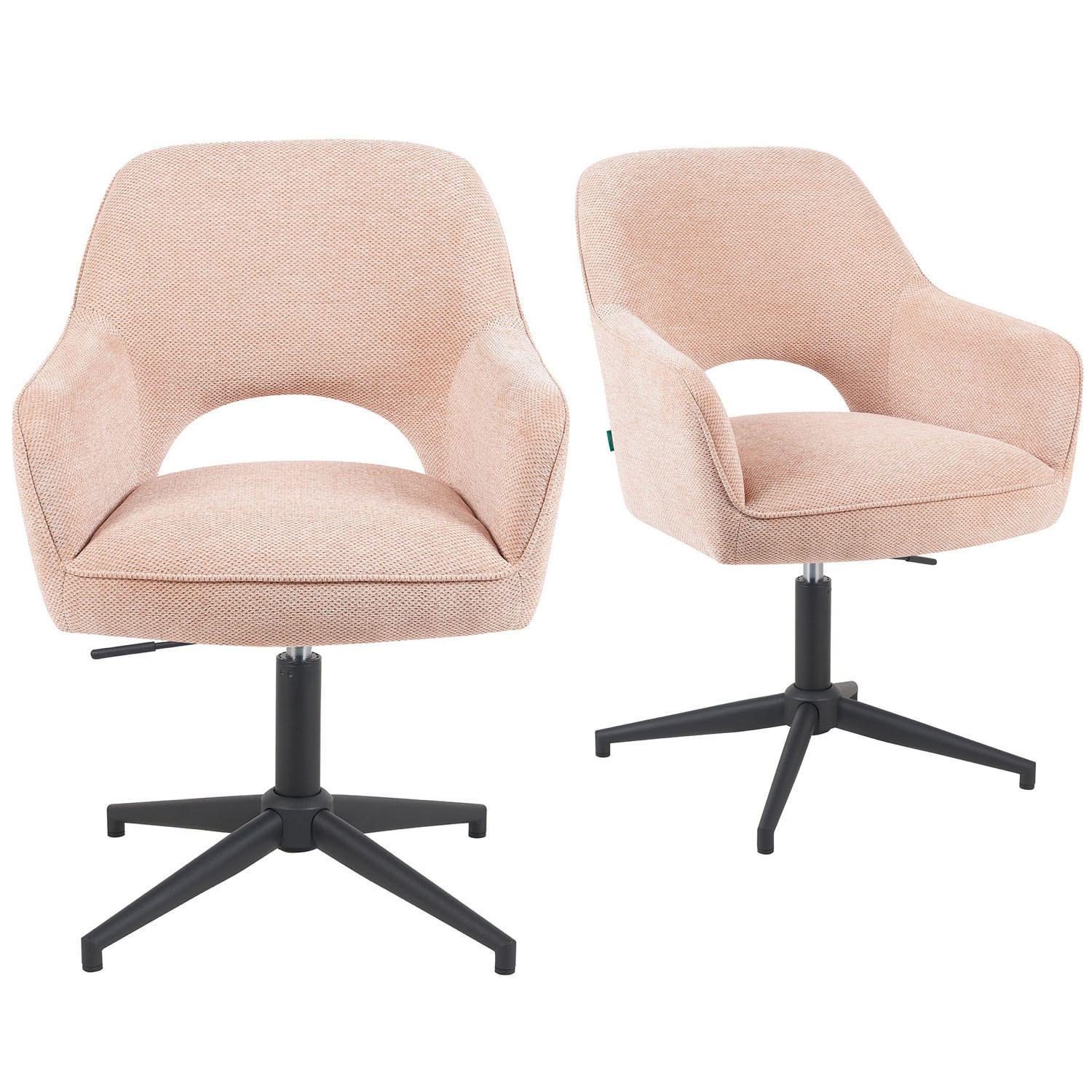 BÜROSTUHL Mika-Bryn - Schwarz/Rosa, Textil/Metall (60/84/65cm) - DUBI Möbel