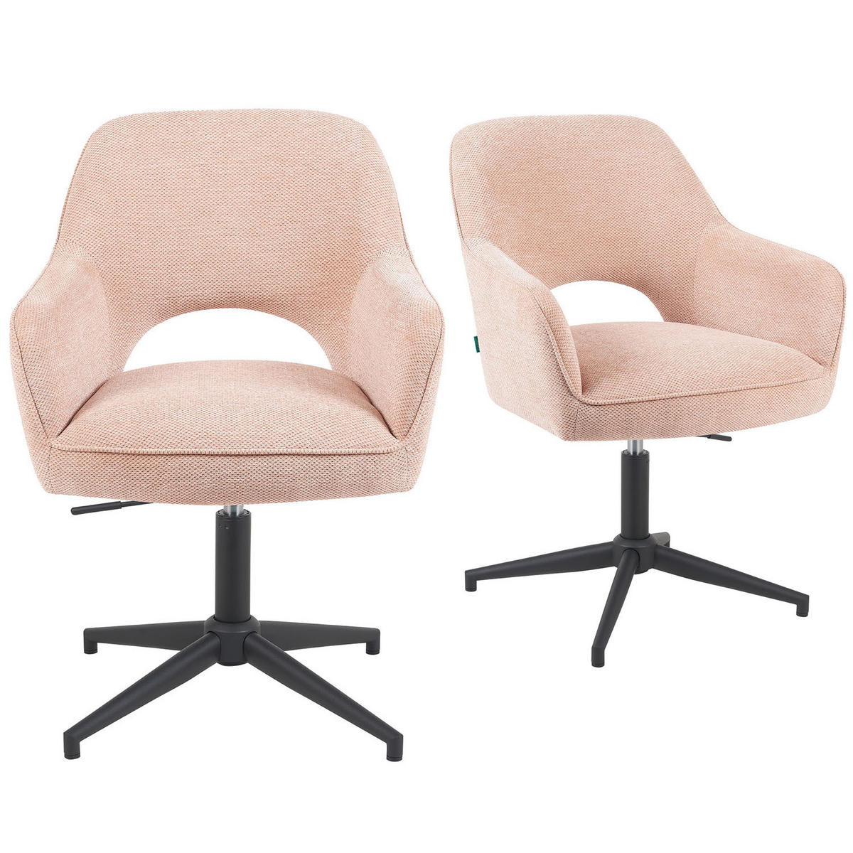 BÜROSTUHL Mika-Bryn - Schwarz/Rosa, Textil/Metall (60/84/65cm) - DUBI Möbel