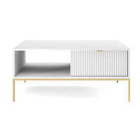 COUCHTISCH Vellore Weiß mit goldenen Metallbeinen 104/68/46 cm - Goldfarben/Weiß, Holzwerkstoff/Metall (68/104/46cm) - Selsey