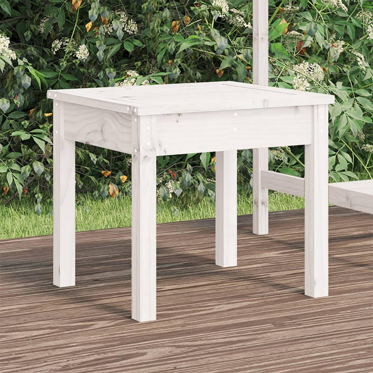 GARTENBANK Weiß 50x44x45 cm Massivholz Kiefer - Weiß, Holz (50/45/44cm) - furnicato