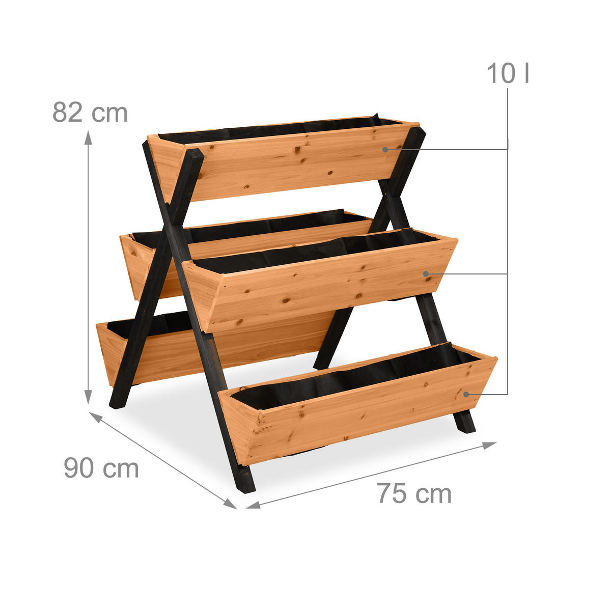 VERTIKALBEET - Orange, Holz/Textil (75/82/90cm) - Relaxdays