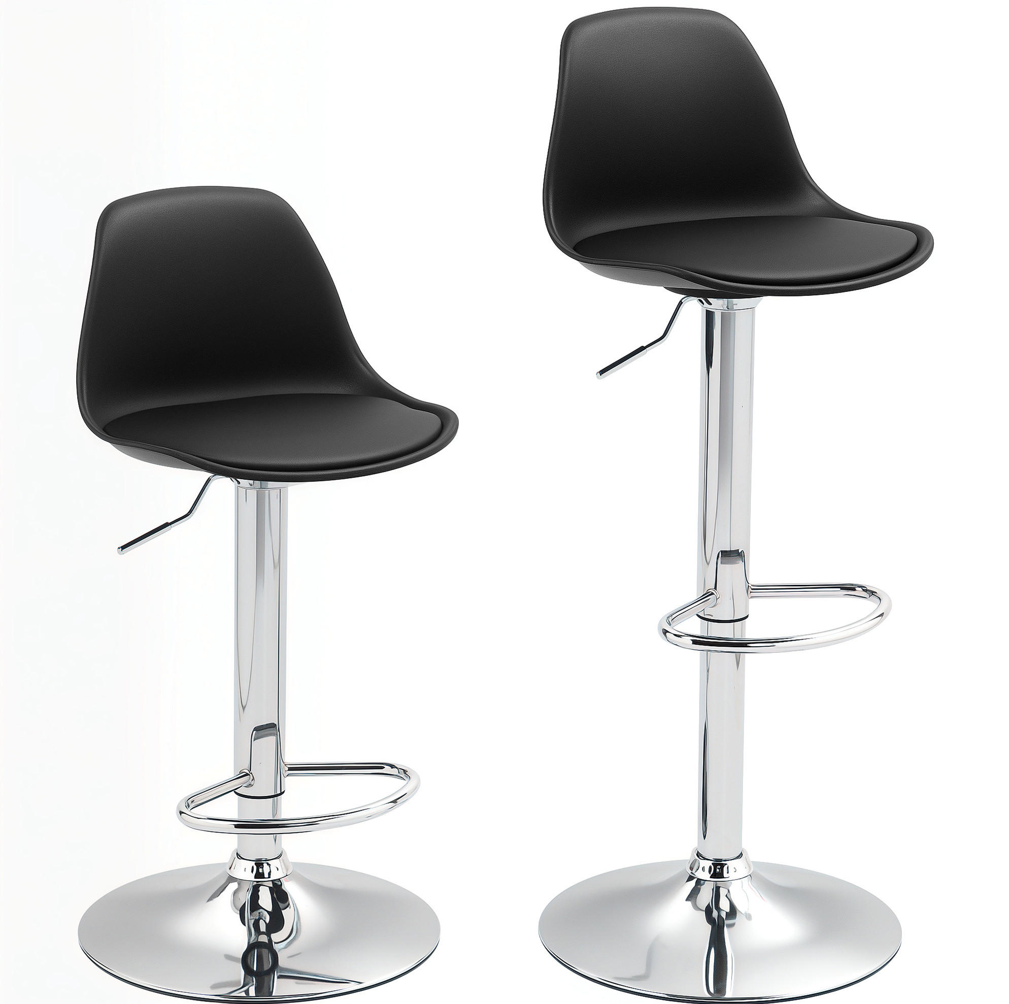 BARHOCKER 2er-Set Schwarz höhenverstellbar und drehbar - Schwarz, Metall (38/104/42cm) - MIVRAY