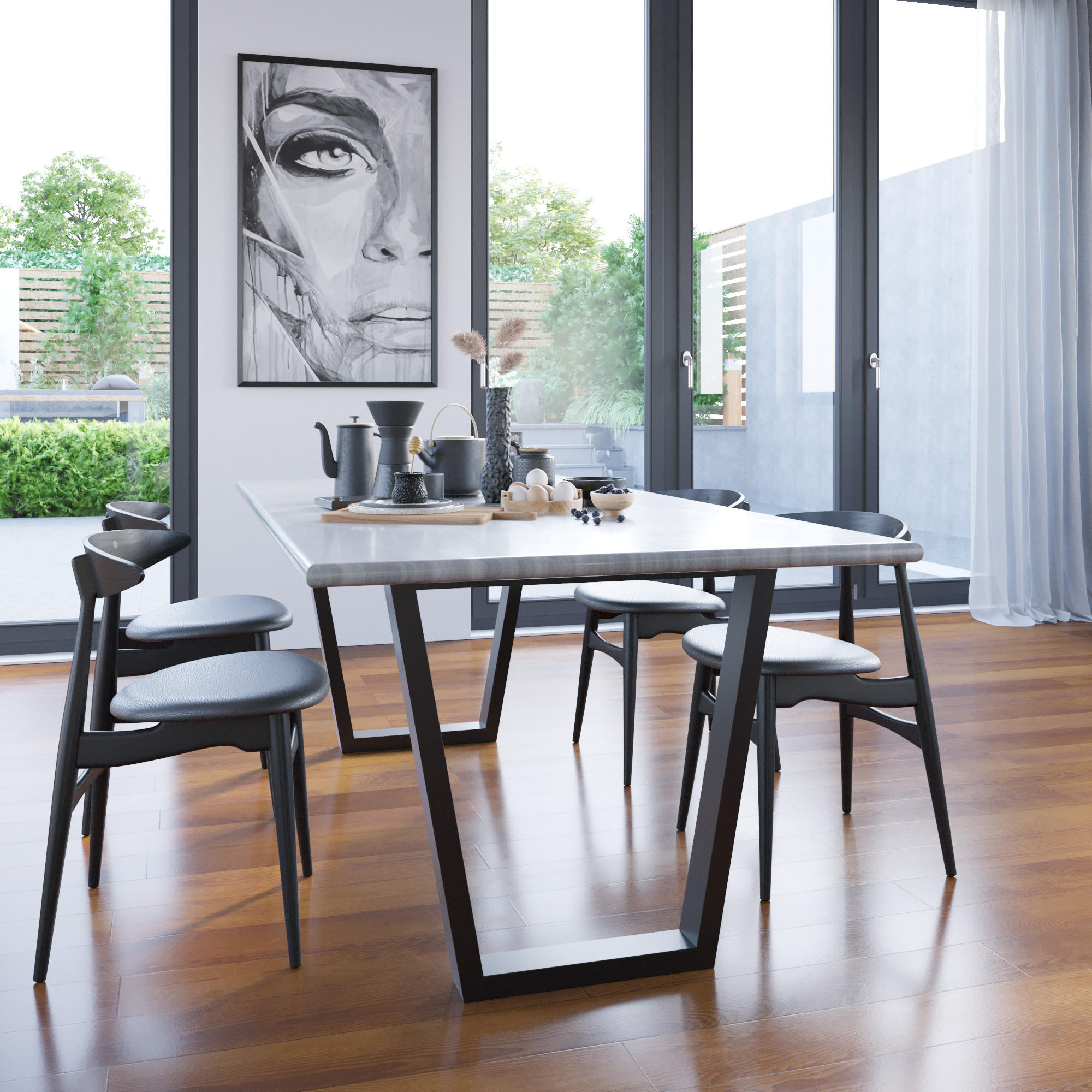 Thumbnail - Metalo Pro Tischbeine, Schwarz, Metall, 70x72x140 cm, Esszimmer, Tische, Esstische, Tischsysteme
