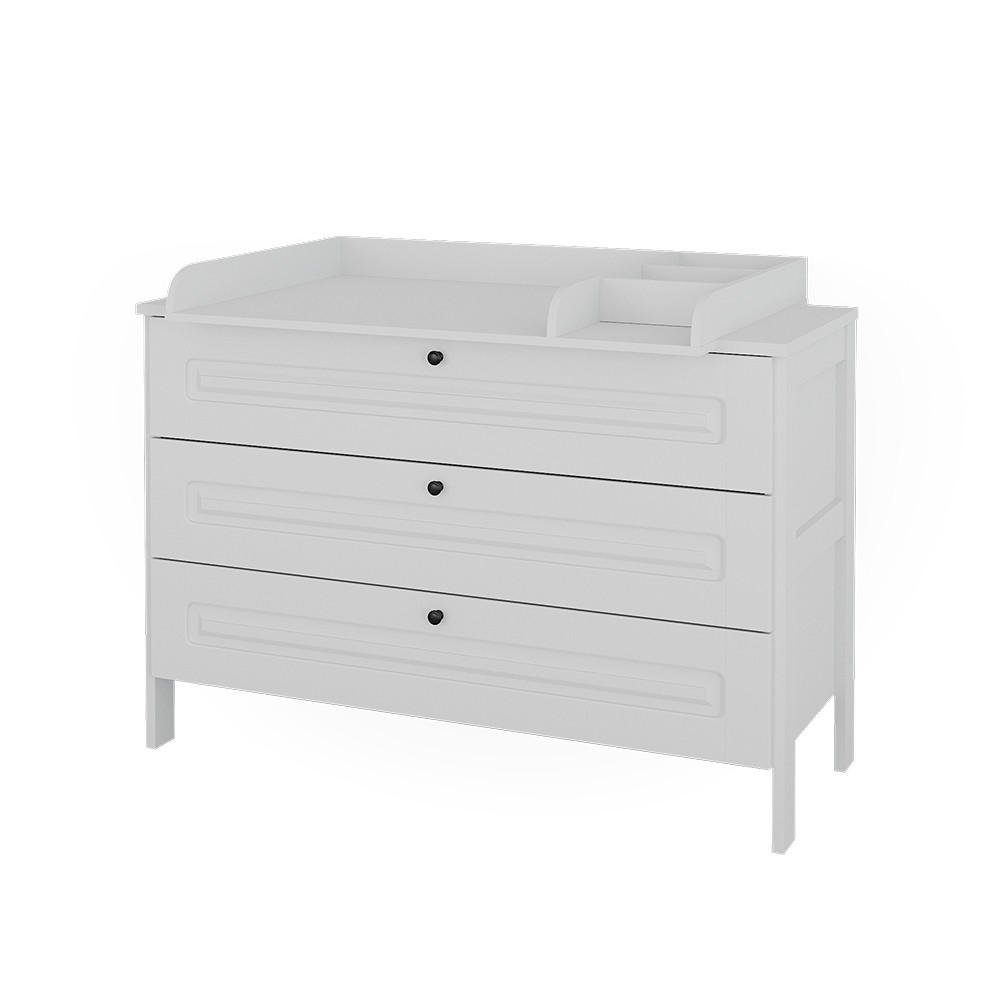 WICKELKOMMODE Ajaton Weiß 133 x 98.4 cm mit 3 Schubladen - Weiß, Holzwerkstoff (133/98.4/70cm) - VitaliSpa