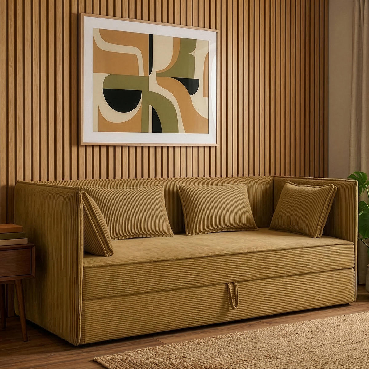 JUGENDBETT ROTI Einzelbett mit Bettkasten, 90x200cm, Bett mit Bonellmatratze, mit Rückenlehne - Gelb/Schwarz, Holz/Holzwerkstoff (92/200cm) - KONSIMO®