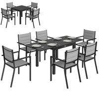 GARTENTISCHGRUPPE DE-18117 ausziehbar 90-180 cm, Aluminium/Textilene Grau - Grau, Metall - ComfortXL