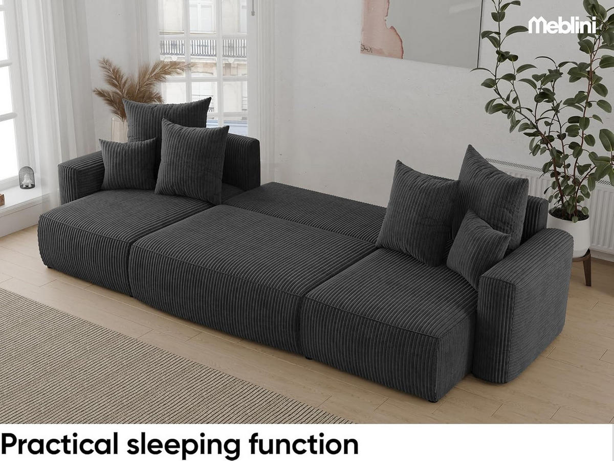 ECKSOFA DAVE U - Schwarz, Holzwerkstoff (312/142cm) - Meblini