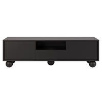 LOWBOARD Adel mit 2 Türen 1 Schublade und runden Füßen, 154 cm, Griffloss, Schwarz - Schwarz, Holzwerkstoff (154/46/38cm) - Beautysofa
