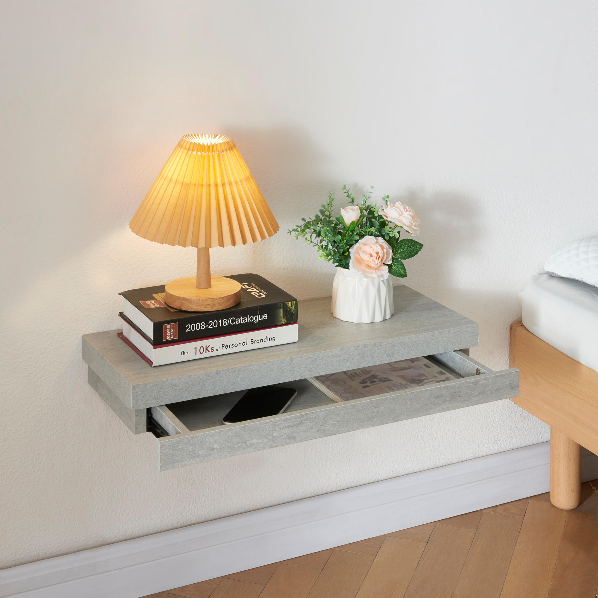 Thumbnail - [en.casa] Wandregal, Grau, Holzwerkstoff, 60x8x23.5 cm, Wohnzimmer, Regale, Wandregale