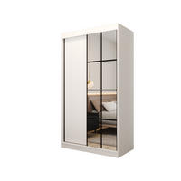 SCHIEBETÜRENSCHRANK MODENA 2 120, 2-türig Kleiderschrank mit 1 Spiegel, Moderne Garderobe, Schrank in Größe: 120 x 216 x 65 cm - Schwarz/Weiß, Holzwerkstoff (120/216/65cm) - O-Sofa