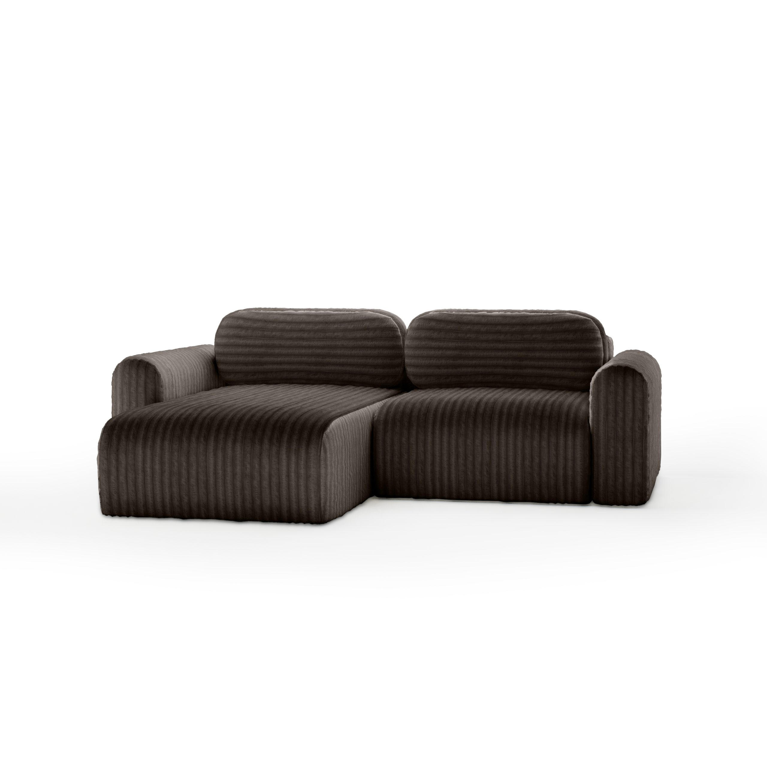ECKSOFA mit Schlaffunktion Emmen Mini, Dunkelbraun - Dunkelbraun, Textil (246/100cm) - Fedve