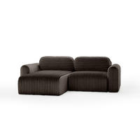 ECKSOFA mit Schlaffunktion Emmen Mini, Dunkelbraun - Dunkelbraun, Textil (246/100cm) - Fedve