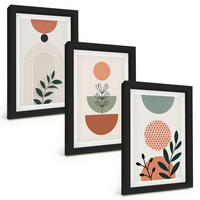 BILDER SET 3er Set - 20x30 cm Schwarzer Rahmen - Moderne Pflanzenmotive - Schwarz, Kunststoff (20/30cm) - TULUP