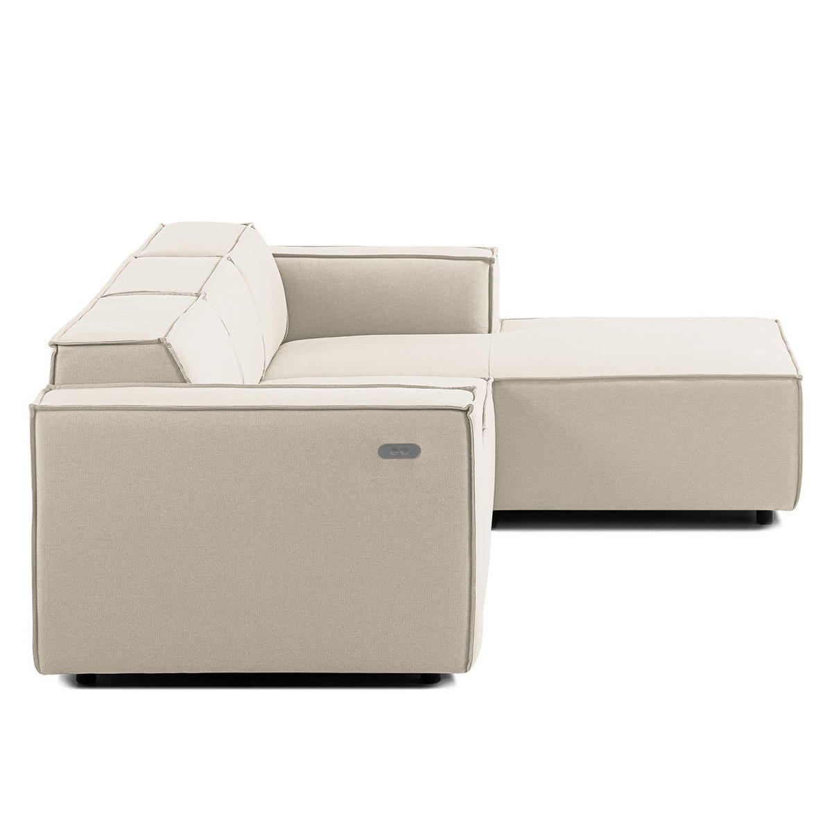 ECKSOFA mit Longchair - Schwarz/Weiß, Kunststoff/Textil (260/177cm) - home24