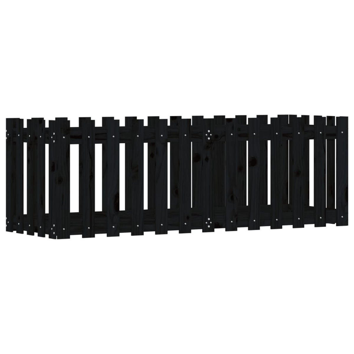 HOCHBEET Latten-Design Schwarz 150x50x50 cm Massivholz Kiefer - Schwarz, Holz (150/50/50cm) - furnicato