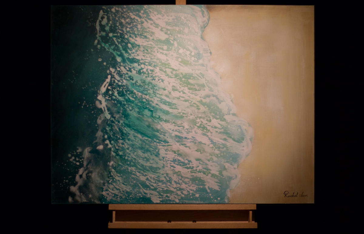 ÖLGEMÄLDE 100/75 cm - Türkis/Beige, Holz/Textil (1.8/75cm) - KUNSTLOFT