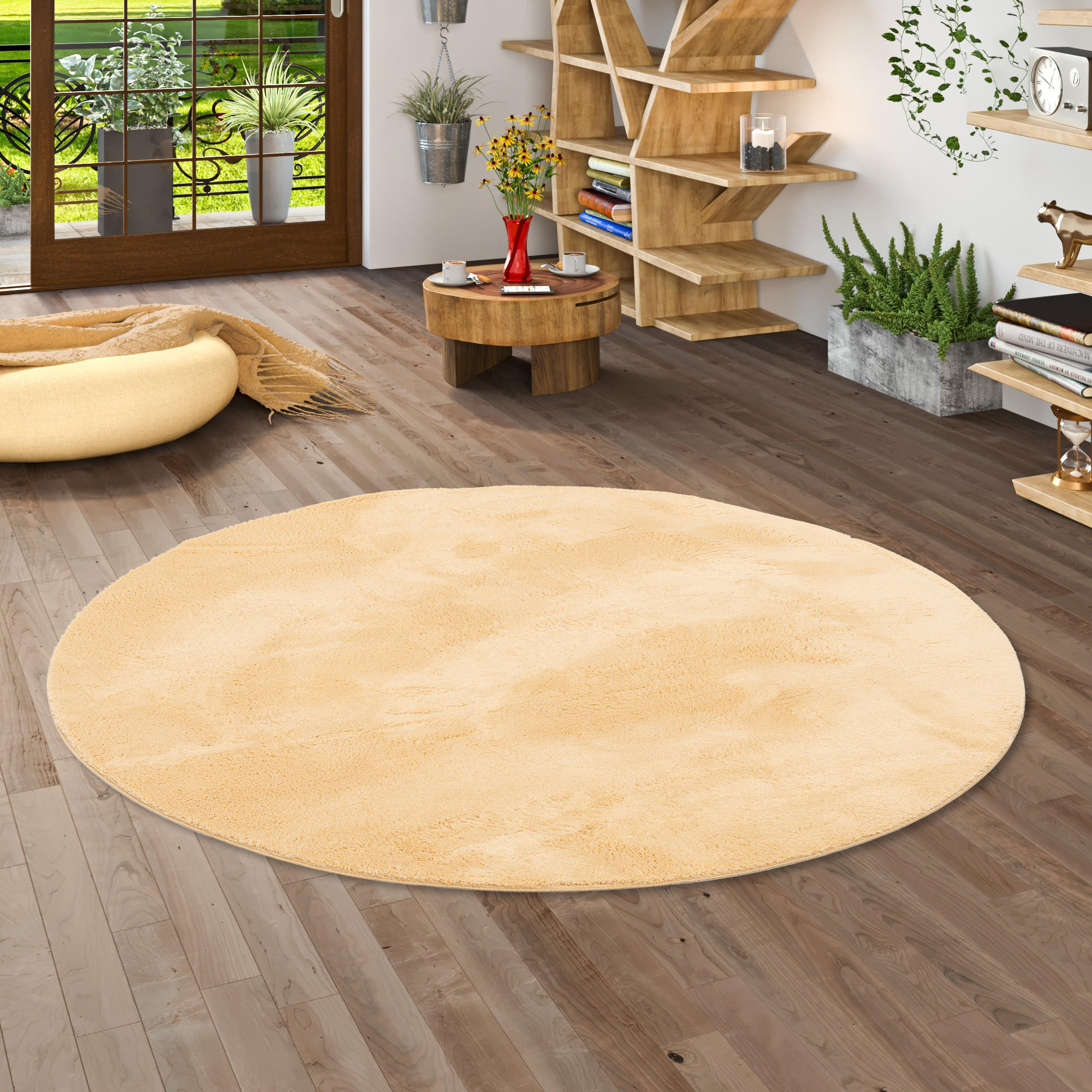 FELLTEPPICH SUPER SOFT PEARL RUND - Gelb, Textil (160/160cm) - Pergamon