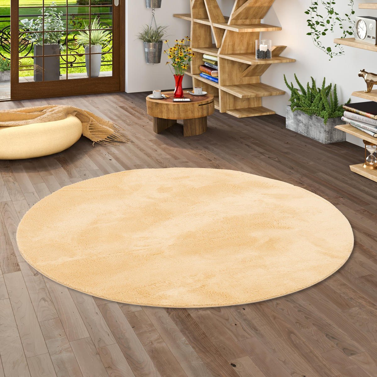 FELLTEPPICH SUPER SOFT PEARL RUND - Gelb, Textil (160/160cm) - Pergamon