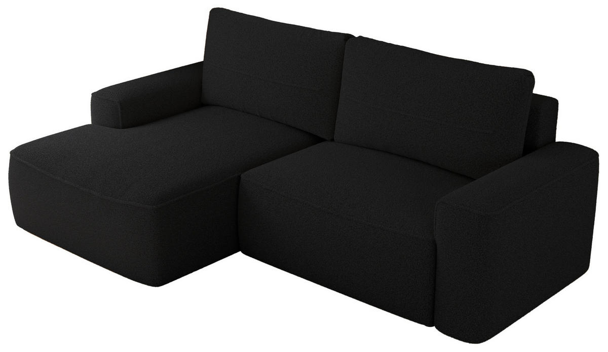 ECKSOFA BELLUNO L Schwarz Boucle - Links - Schwarz, Textil (144/233cm) - MKS