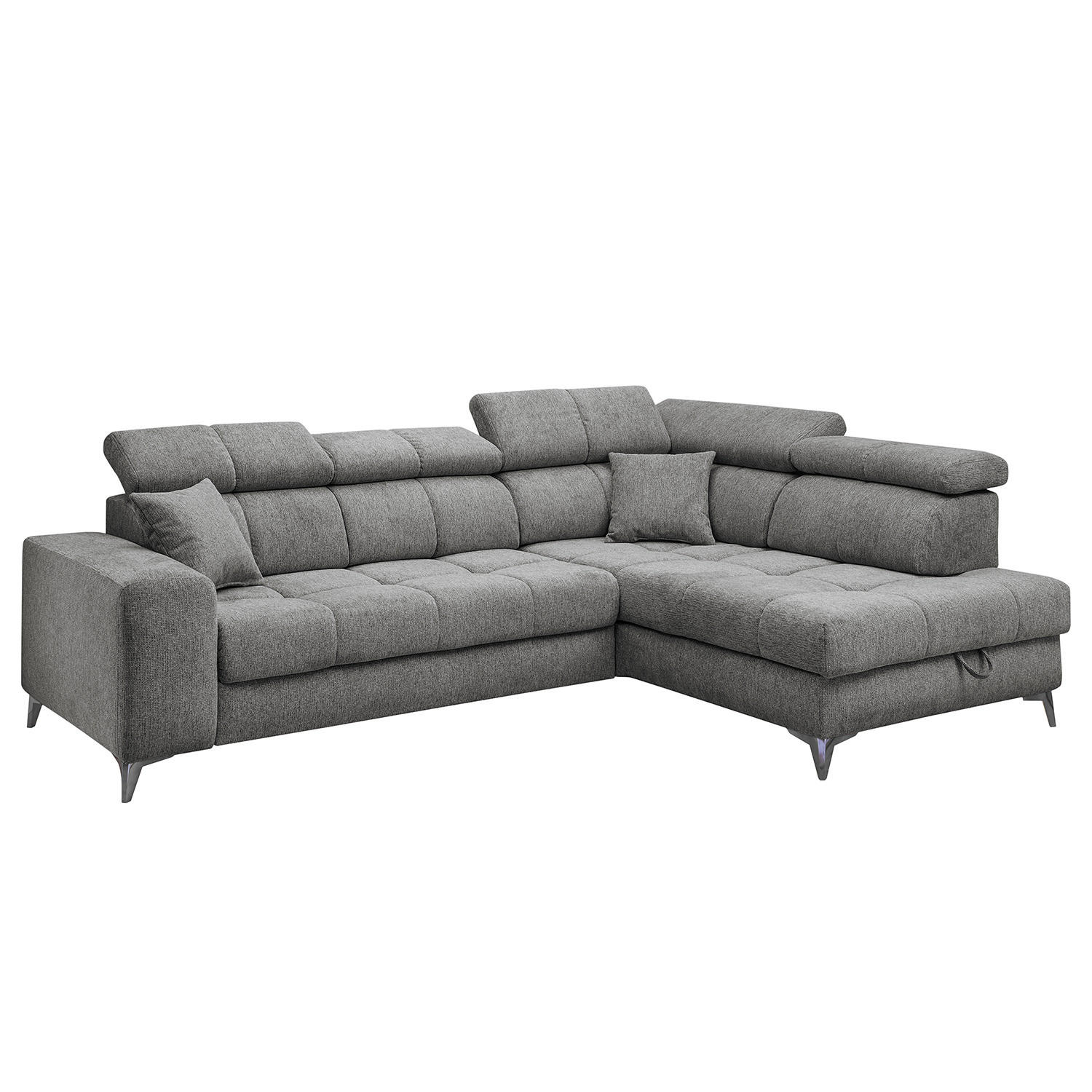 ECKSOFA mit Schlaffunktion - Webstoff - Anthrazit/Schwarz, Kunststoff/Textil (282/198cm) - home24
