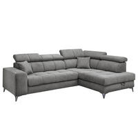 ECKSOFA mit Schlaffunktion - Webstoff - Anthrazit/Schwarz, Kunststoff/Textil (282/198cm) - home24