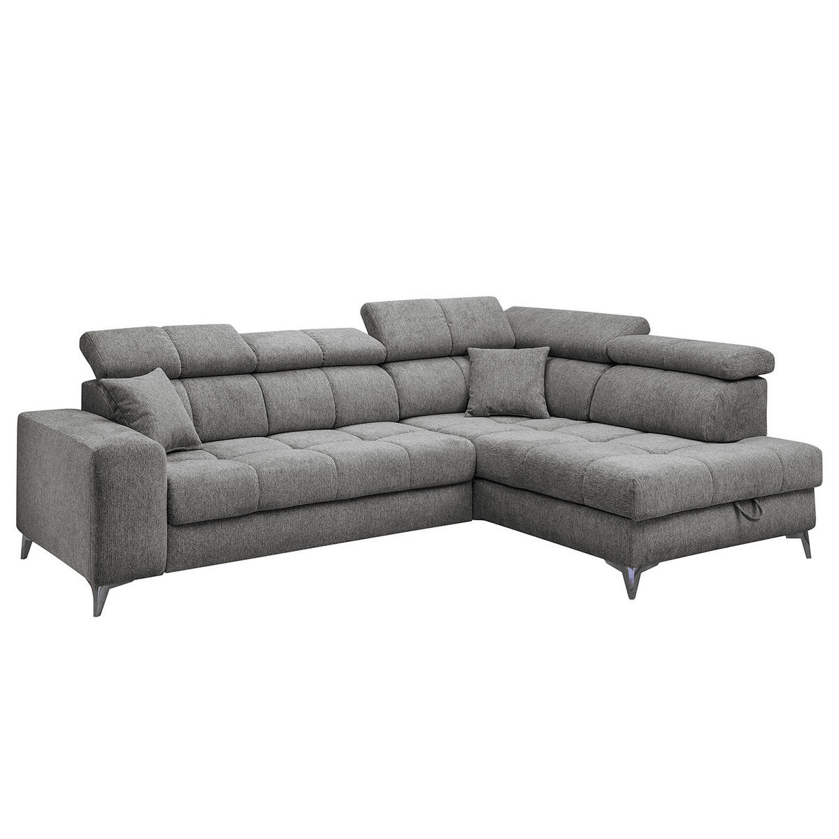ECKSOFA mit Schlaffunktion - Webstoff - Anthrazit/Schwarz, Kunststoff/Textil (282/198cm) - home24