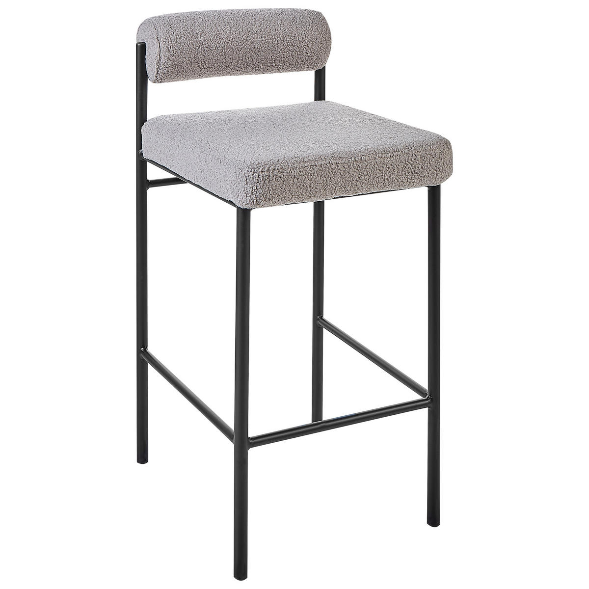 BARSTÜHLEN 2er-Set Bouclé Grau Amaya - Grau, Textil (42/82/42cm) - Beliani