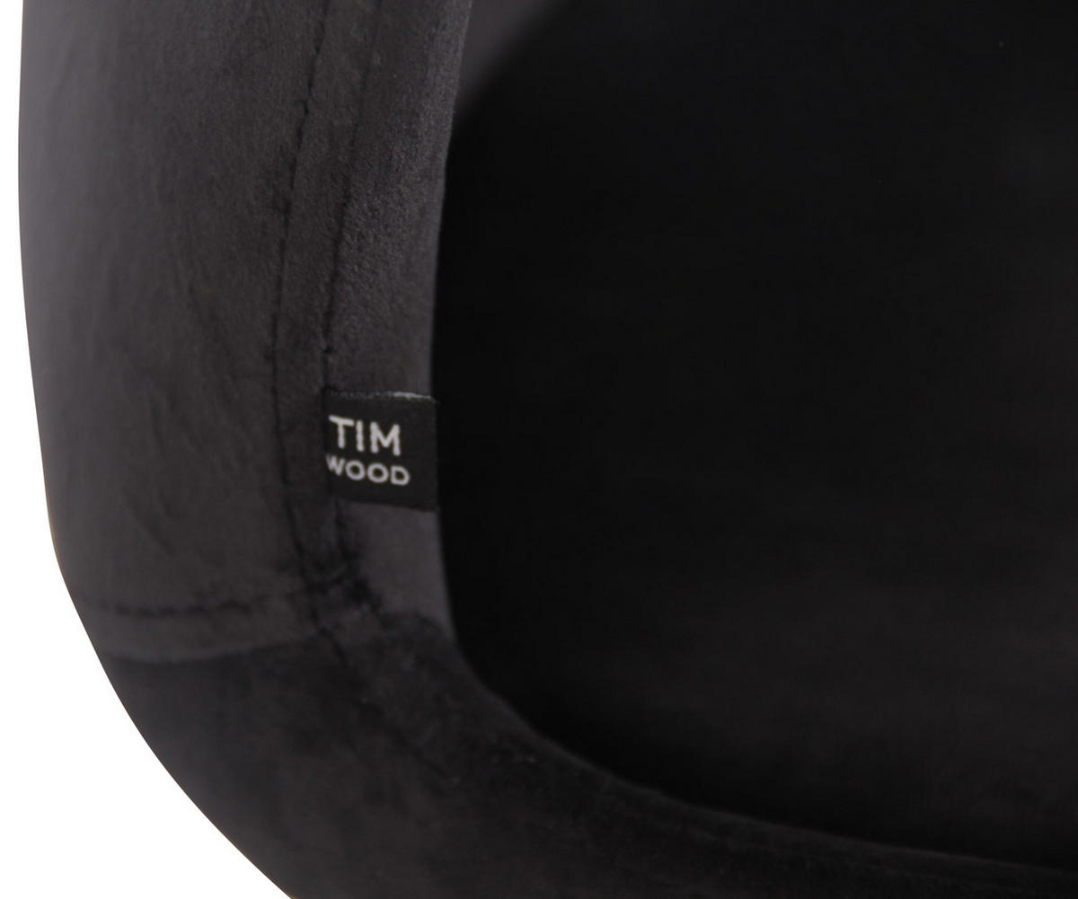 STUHL 4er Set Samt schwarz - Eukalyptusholzfarben/Schwarz, Holz/Textil (49/87.5/58cm) - CLP