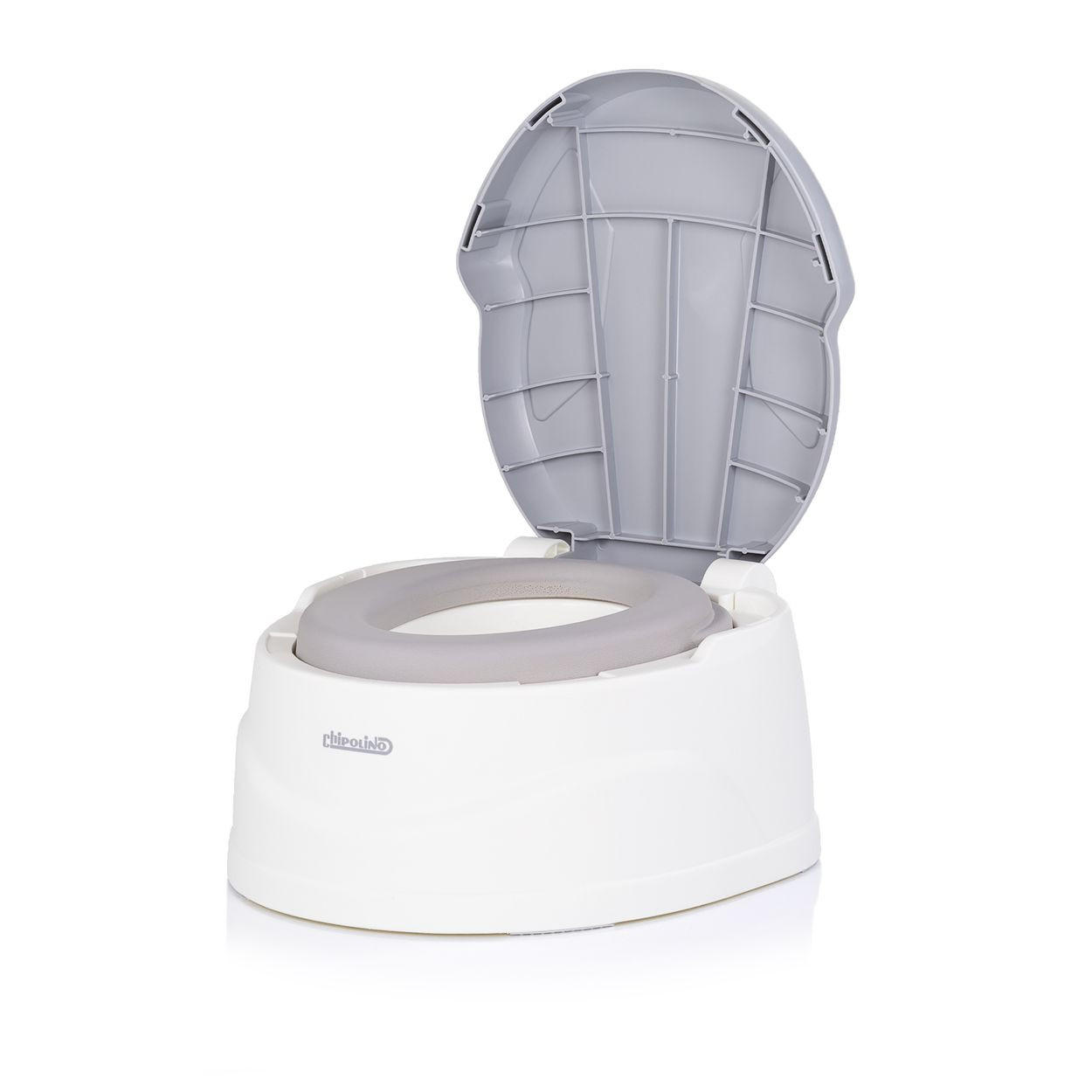 TÖPFCHEN Step 2 grau 2 in 1, Hocker, Sitz, Innenbehälter, Spritzschutz, Deckel, bis 15 kg - Grau, Kunststoff (31/38cm) - Chipolino