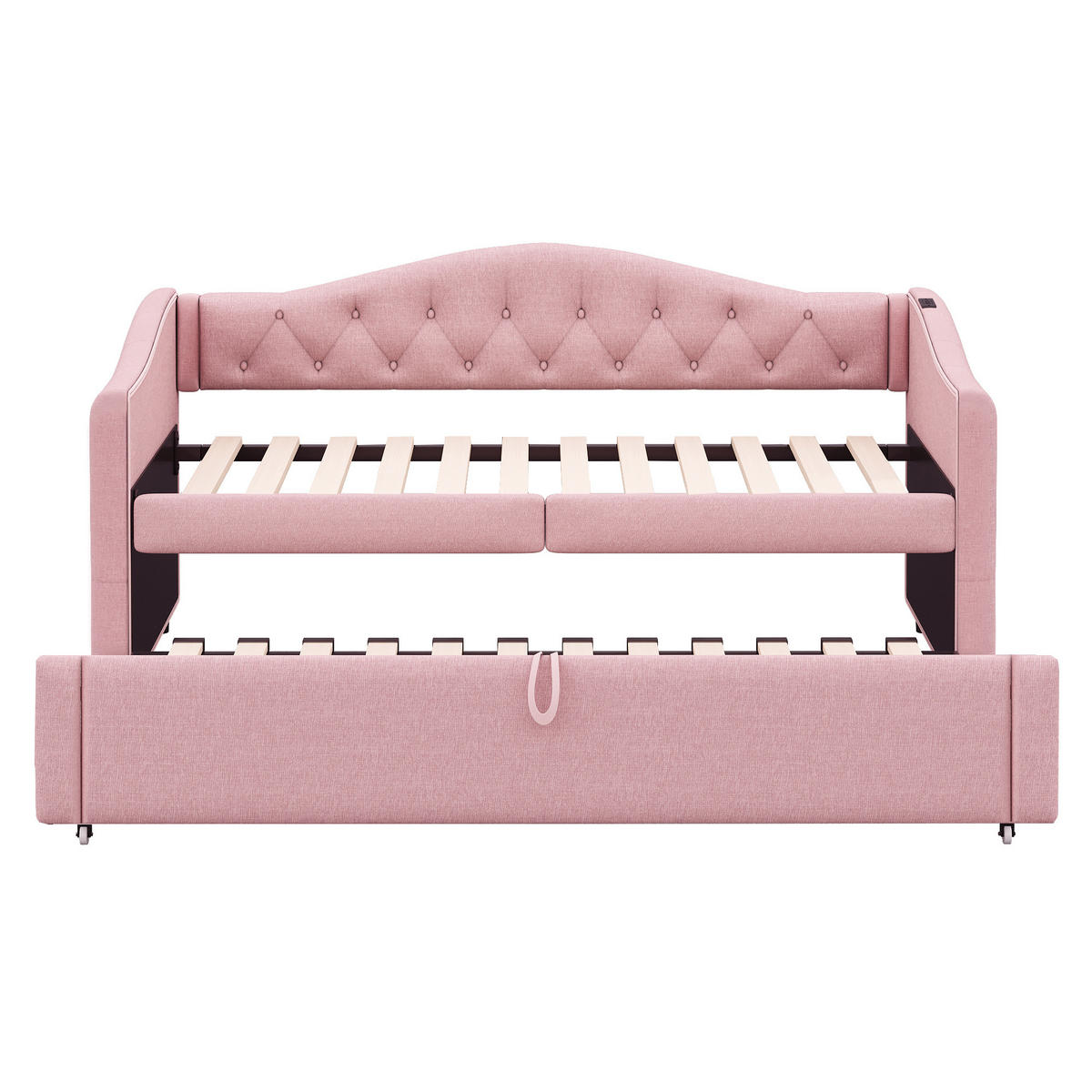 POLSTERBETT 90/200 cm rosa Schlafsofa mit USB-Anschluss und Lattenrost - Pink, Textil (90/200cm) - OKWISH