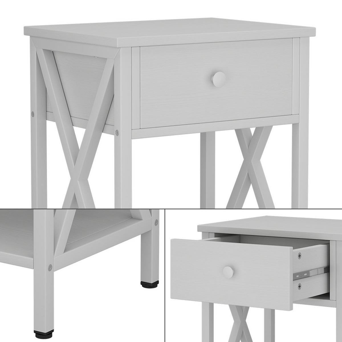 NACHTTISCH Keno Weiß 40 x 55 cm mit Schublade - Weiß, Holzwerkstoff (40/55/30cm) - Vicco