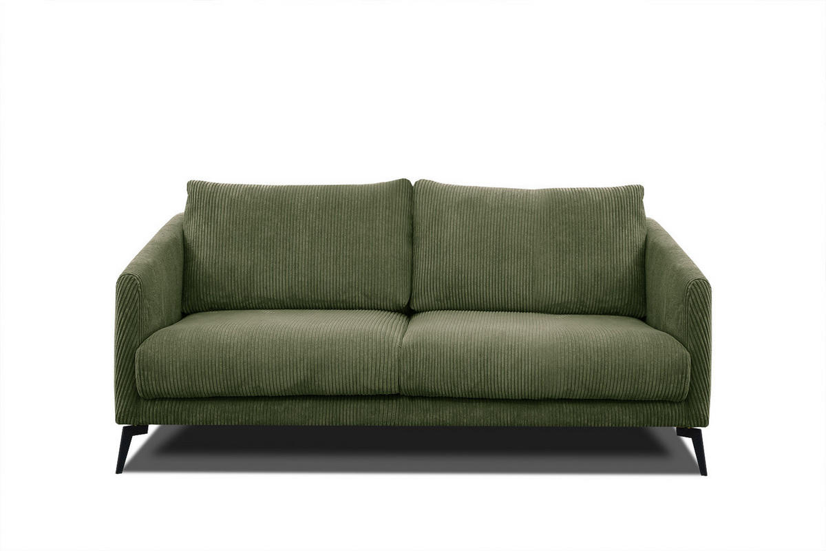 SOFA VILT 2,5-Sitzer, olivgrün - Schwarz/Olivgrün, Holzwerkstoff/Kunststoff (202/89/94cm) - Courtois Laville