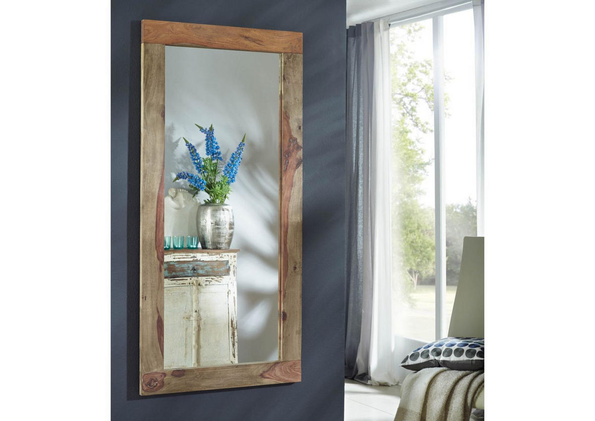 SPIEGEL Sheesham 145x3x70 grau geölt NATURE GREY #706 - Grau, Holz (145/70/3cm) - Massivmoebel24