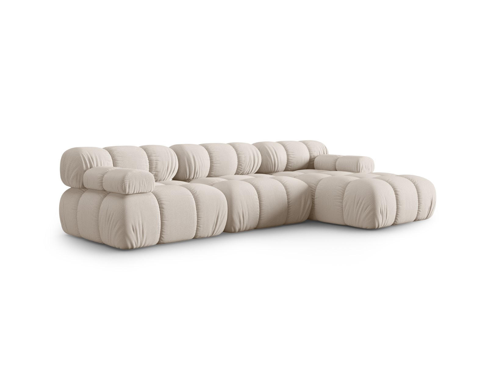 ECKSOFA modular rechts Bellis aus 3D-Stoff leichtes beige 4 Sitzplätze - Creme, Textil (155/282cm) - Micadoni